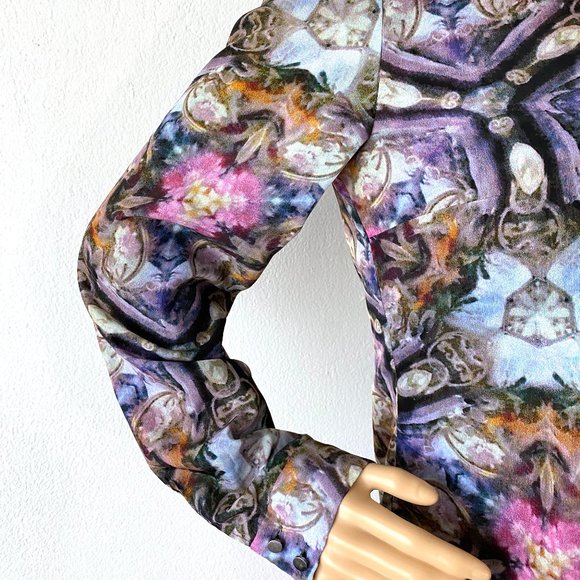 Blouse with Ruffles Jabot Blouse Designer Top RACHEL ROY Artsy Bohemian Unique S - Picture 7 of 10